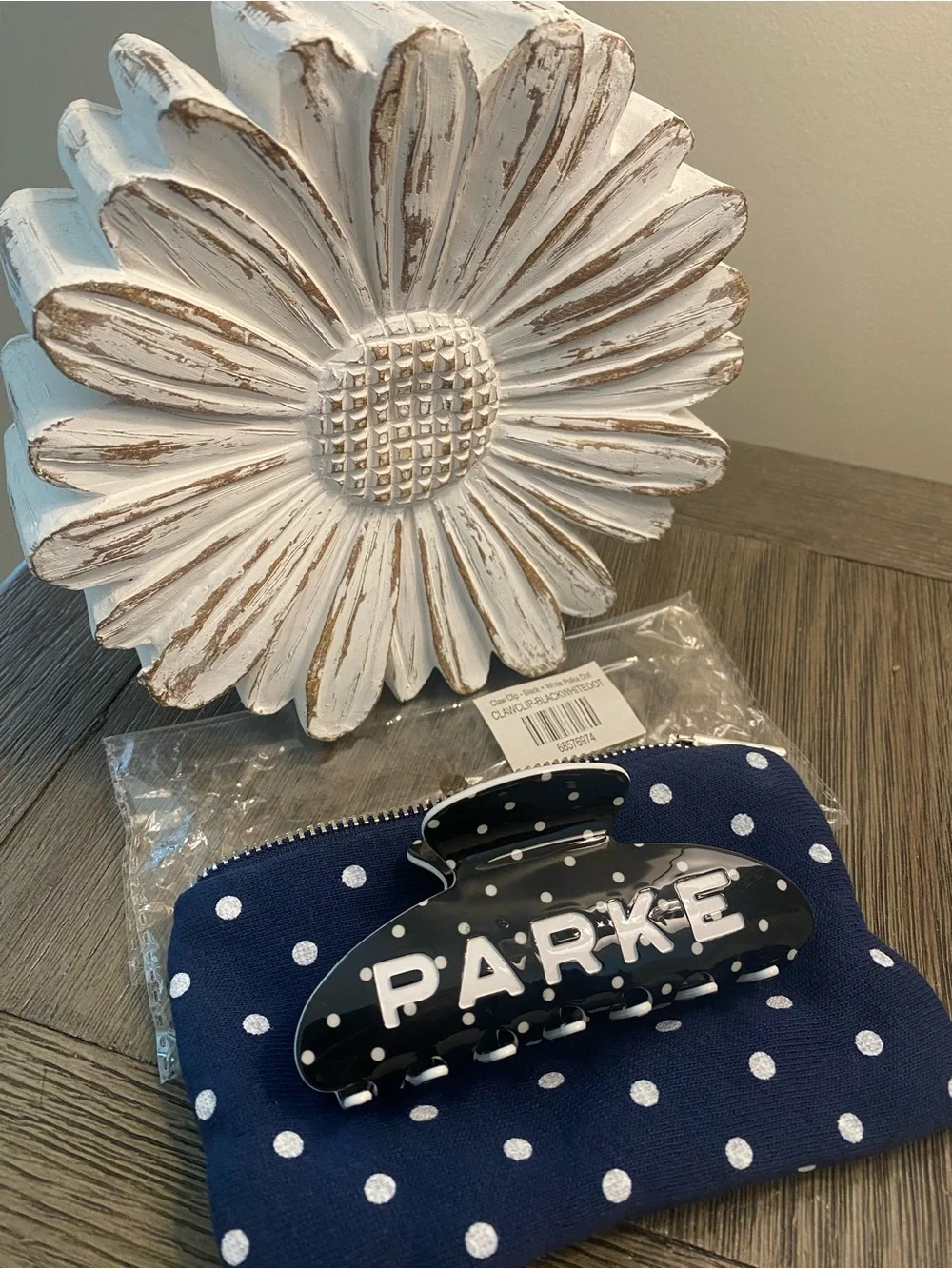 Parke black Polka Dot Hair Clip and Pouch Set